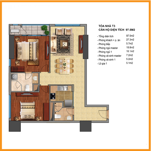Mặt bằng căn 97m2 tòa T2 - T3 Vinhomes Times City Mặt bằng căn 97m2 tòa T2 - T3 Vinhomes Times City