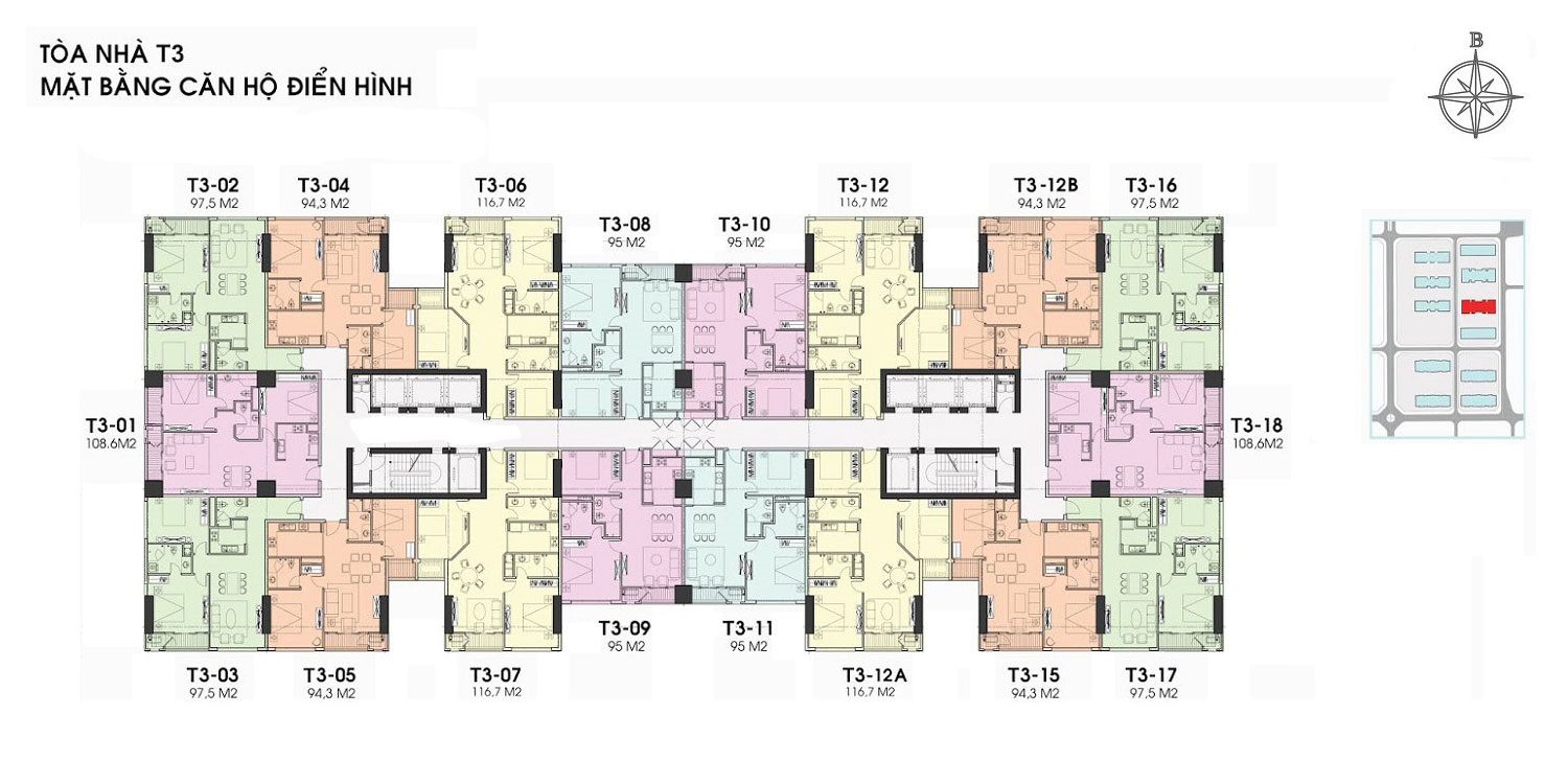 Mặt bằng tòa T3 Vinhomes Times City