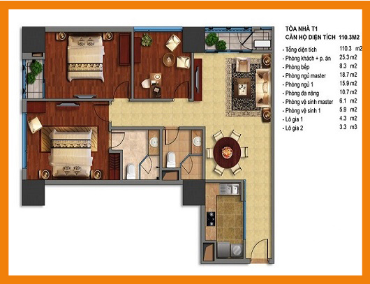 Mặt bằng căn 110m2 tòa T1-T4 Vinhomes Times City Mặt bằng căn 110m2 tòa T1-T4 Vinhomes Times City